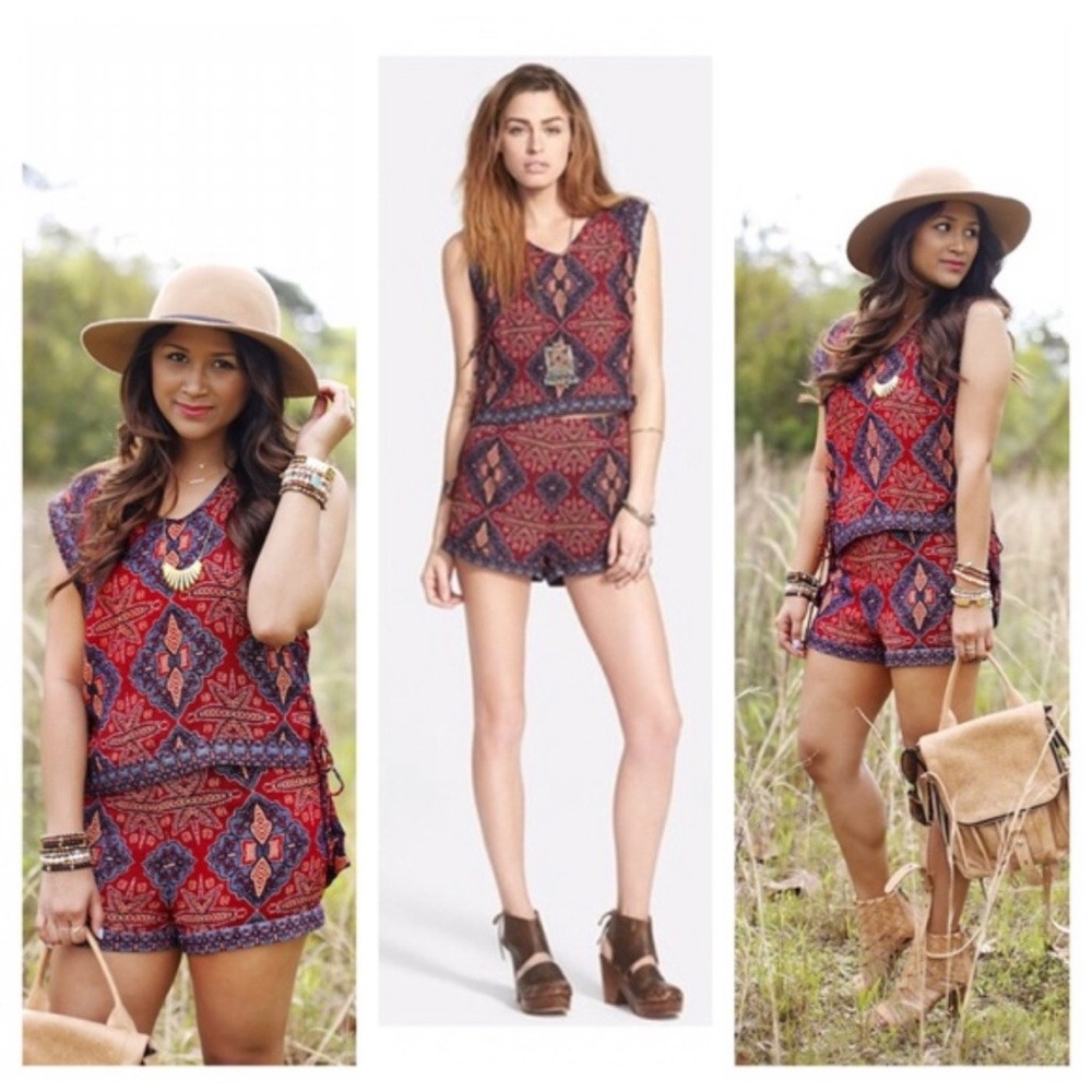 FREE PEOPLE Dahlia Dreams Short Set Top Boho